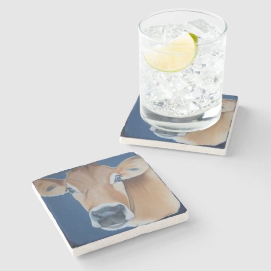 "Caroline's Cow" Stenen Onderzetter (Zijkant)