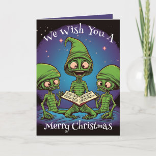 Caroling Aliens-kerstKaart Kaart