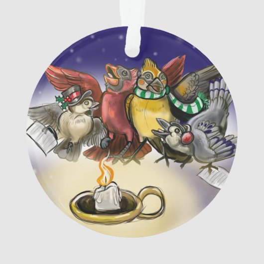Caroling Birds Kerstmis Ornament (achterkant)