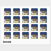 Caroling Birds Kerstmis Vierkante Sticker (Vel)