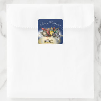 Caroling Birds Kerstmis Vierkante Sticker