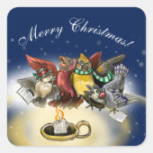 Caroling Birds Kerstmis Vierkante Sticker (Voorkant)