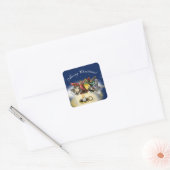 Caroling Birds Kerstmis Vierkante Sticker (Envelop)