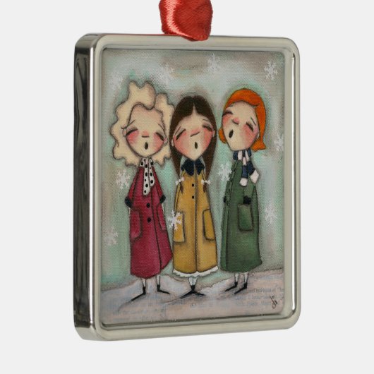 Caroling, Caroling - Premium Square Ornament (Rechts)