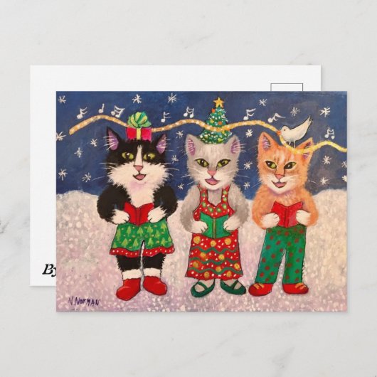 Caroling Cats Briefkaart (Voorkant / Achterkant)