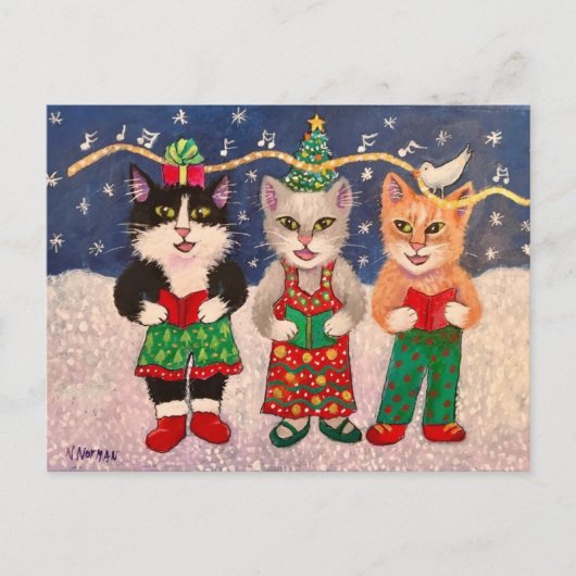 Caroling Cats Briefkaart (Voorkant)