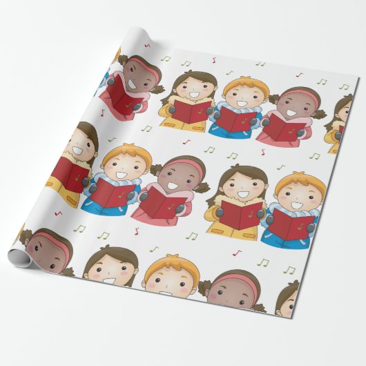 Caroling Children Cadeaupapier (Uitgerold)