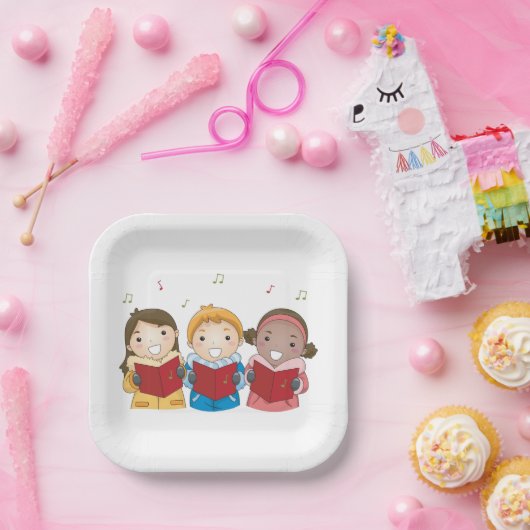 Caroling Children Papieren Bordje (Feest)