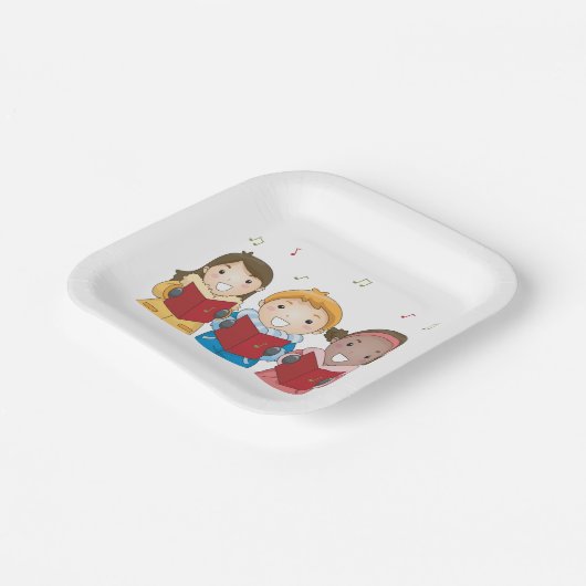 Caroling Children Papieren Bordje (Gebogen)