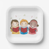 Caroling Children Papieren Bordje (Voorkant)