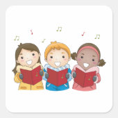 Caroling Children Vierkante Sticker (Voorkant)