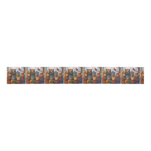 Caroling Christmas Forest Animals  Grosgrain Lint (Voorkant)