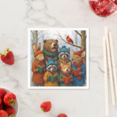 Caroling Christmas Forest Animals Servet (Insitu)