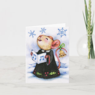 Caroling Christmas Mouse Leuk Dier Wenskaart Kaart