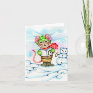 Caroling Christmas Mouse Leuk Dier Wenskaart Kaart