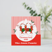 Caroling Crawfish / Lobsters Kerstfeest Kaart (Staand voorkant)