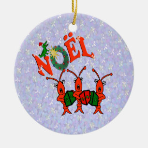 Caroling Crawfish met Alligator Ornament