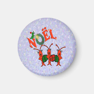 Caroling Crawfish met Santa Alligator Magnets Magneet