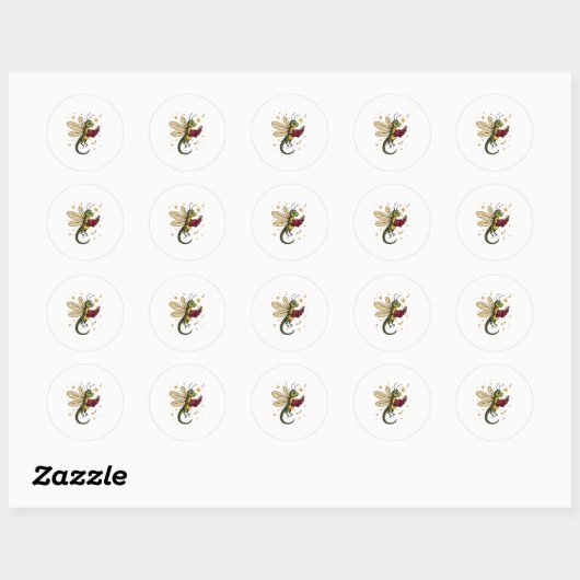 Caroling Dragonfly Ronde Sticker (Vel)