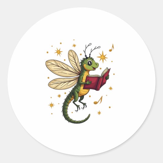 Caroling Dragonfly Ronde Sticker (Voorkant)