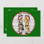 Caroling Horses- 'Mare'y Christmas Kaart (Voorkant / Achterkant)