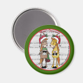 Caroling Horses- 'Mare'y Christmas Magneet (Voorkant / Achterkant)