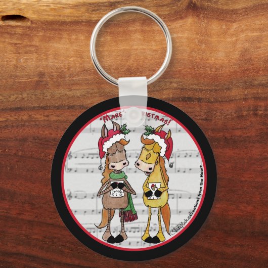 Caroling Horses- 'Mare'y Christmas Sleutelhanger (Voorkant)