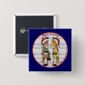 Caroling Horses- 'Mare'y Christmas Vierkante Button 5,1 Cm (Voorkant /achterkant)