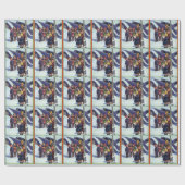 Caroling in de sneeuw cadeaupapier (Vlak)