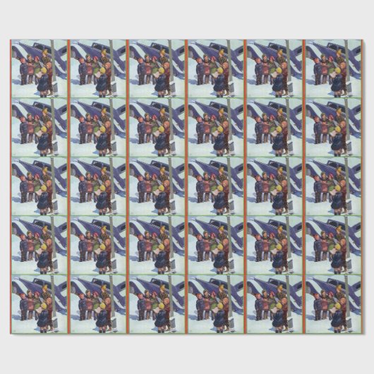 Caroling in de sneeuw cadeaupapier (Vlak)