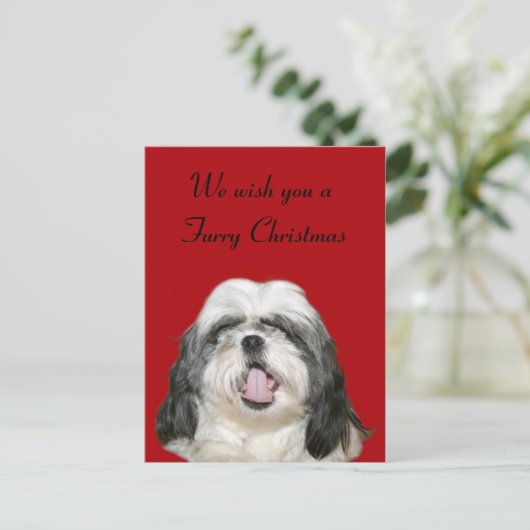 Caroling Kerstsjh Tzu Feestdagenkaart (Staand voorkant)