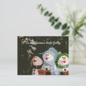 Caroling Kerstsnowmen Feestdagenkaart (Staand voorkant)