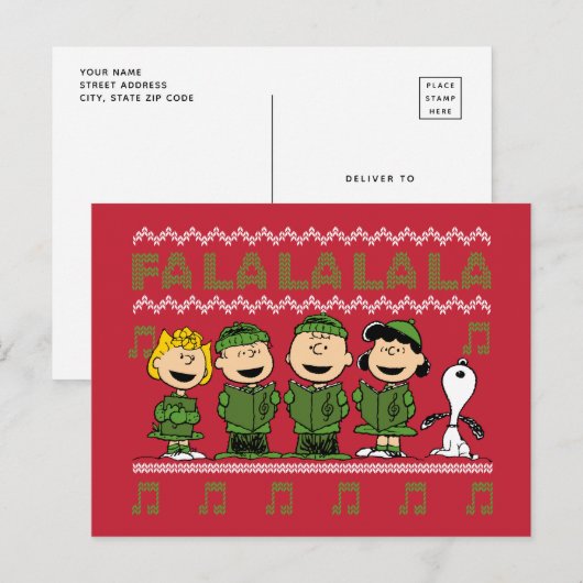 Caroling KerstSweater Graphic Briefkaart (Voorkant / Achterkant)