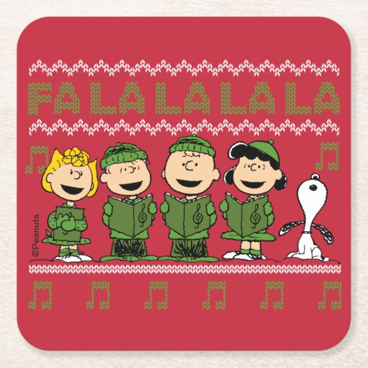 Caroling KerstSweater Graphic Kartonnen Onderzetters (Voorkant)