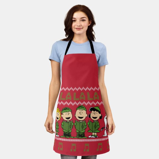 Caroling KerstSweater Graphic Schort (Gedragen)