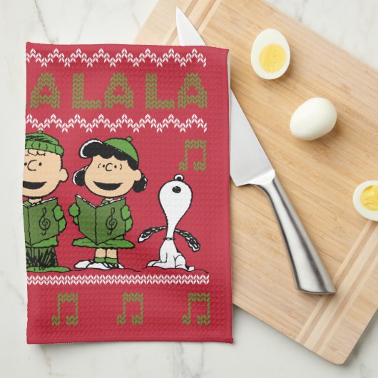 Caroling KerstSweater Graphic Theedoek (Quarter Fold)