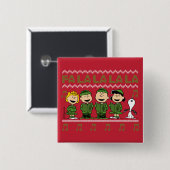 Caroling KerstSweater Graphic Vierkante Button 5,1 Cm (Voorkant /achterkant)