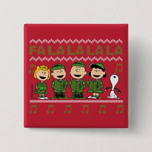 Caroling KerstSweater Graphic Vierkante Button 5,1 Cm (Voorkant)