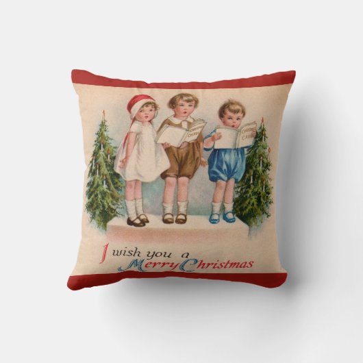 Caroling Kinder kerst Kussen (Achterkant)