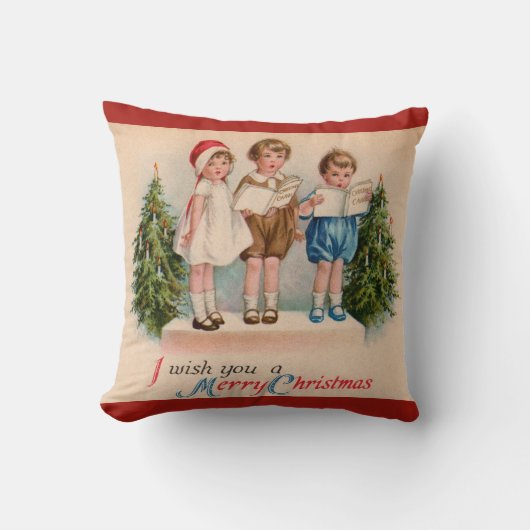 Caroling Kinder kerst Kussen (Voorkant)