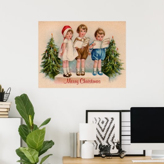 Caroling Kinder Kerst Poster (Thuiskantoor)