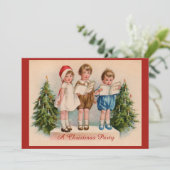 Caroling Kinder kerstfeestuitnodiging Kaart (Staand voorkant)