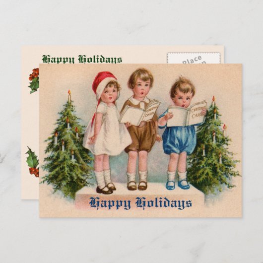 Caroling Kinder Victoriaans  Briefkaart (Voorkant / Achterkant)