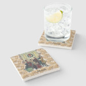 Caroling Marble Stone Onderzetter Kerstmis (Zijkant)