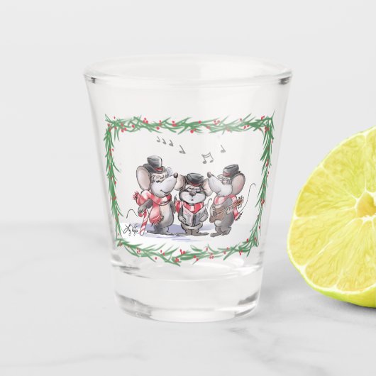 Caroling met Mic, Mac en Moe Shot Glass Glas (Voorkant)
