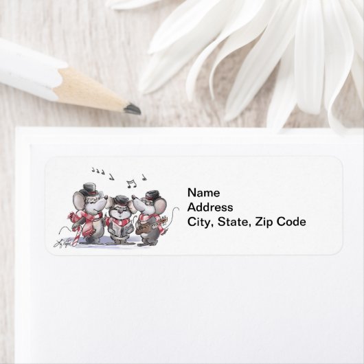 Caroling met Mic, Mac & Moe-Adresetiketten Etiket (Insitu)