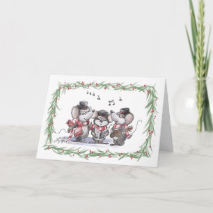 Caroling met Mic, Mac & Moe Card Feestdagen Kaart
