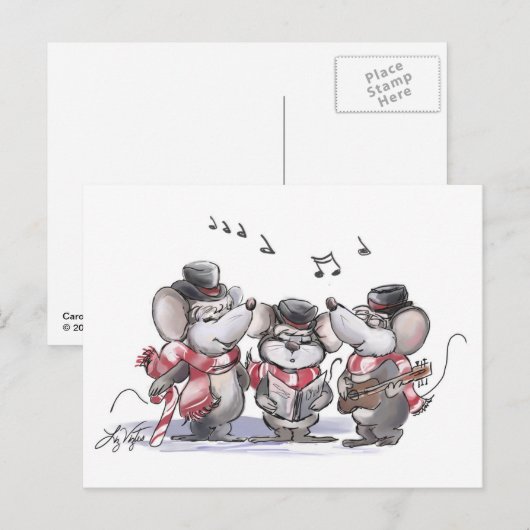 Caroling Mic, Mac & Moe Briefkaart (Voorkant / Achterkant)