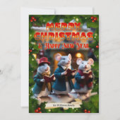 Caroling Mice Bible Verse Christelijke aangepaste  Feestdagenkaart (Voorkant)