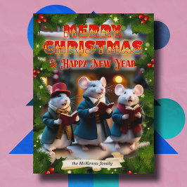 Caroling Mice Bible Verse Christelijke aangepaste  Feestdagenkaart